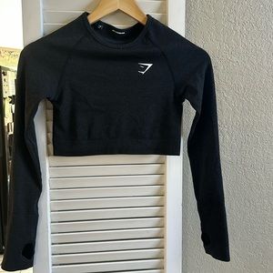 Gymshark Vital Seamless workout top in black, size small.